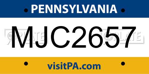 MJC2657 Pennsylvania License Plate