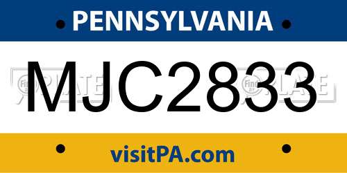 MJC2833 Pennsylvania License Plate
