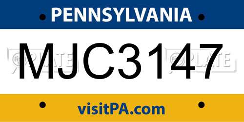 MJC3147 Pennsylvania License Plate