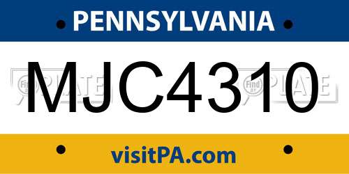 MJC4310 Pennsylvania License Plate