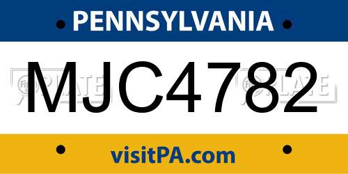 MJC4782 Pennsylvania License Plate