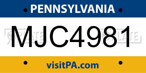 MJC4981 Pennsylvania License Plate