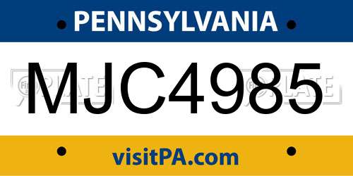 MJC4985 Pennsylvania License Plate