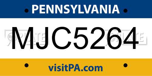 MJC5264 Pennsylvania License Plate