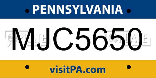 MJC5650 Pennsylvania License Plate
