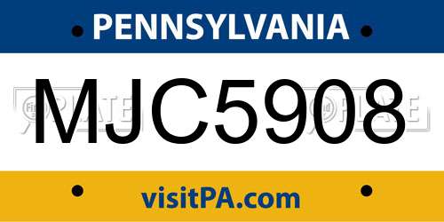 MJC5908 Pennsylvania License Plate