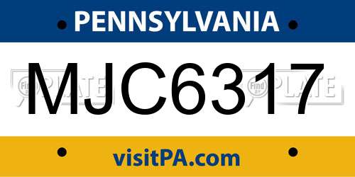 MJC6317 Pennsylvania License Plate