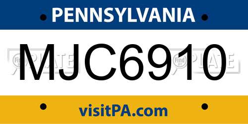 MJC6910 Pennsylvania License Plate