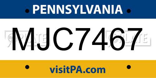MJC7467 Pennsylvania License Plate