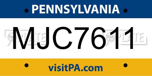 MJC7611 Pennsylvania License Plate