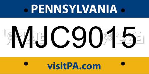 MJC9015 Pennsylvania License Plate