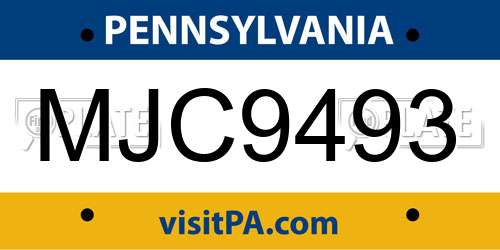 MJC9493 Pennsylvania License Plate