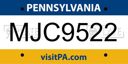 MJC9522 Pennsylvania License Plate