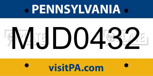 MJD0432 Pennsylvania License Plate