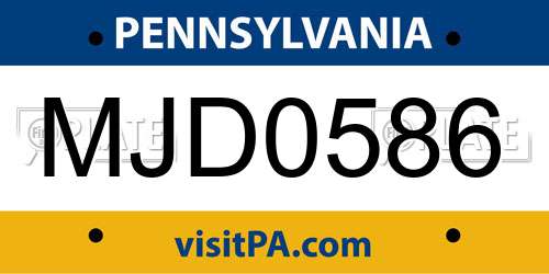 MJD0586 Pennsylvania License Plate
