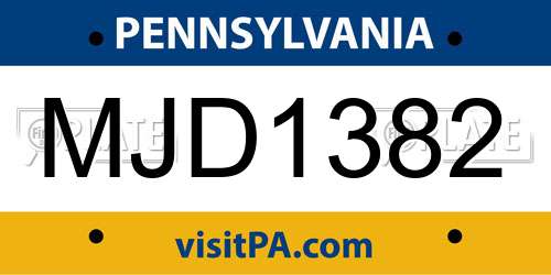 MJD1382 Pennsylvania License Plate