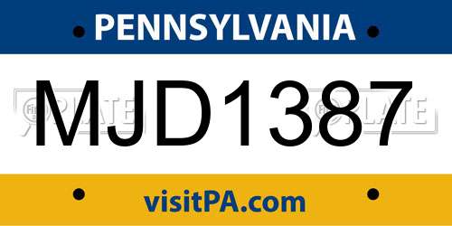 MJD1387 Pennsylvania License Plate