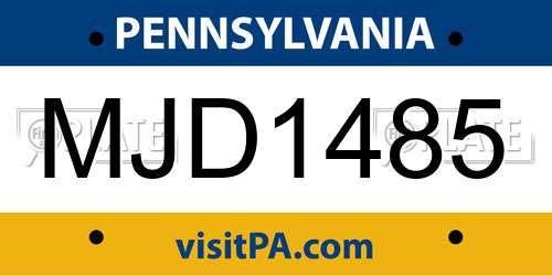 MJD1485 Pennsylvania License Plate