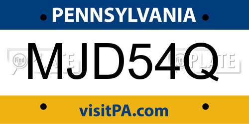 MJD54Q Pennsylvania License Plate