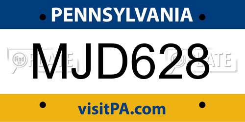 MJD628 Pennsylvania License Plate