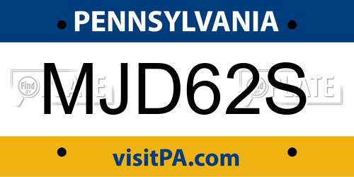 MJD62S Pennsylvania License Plate