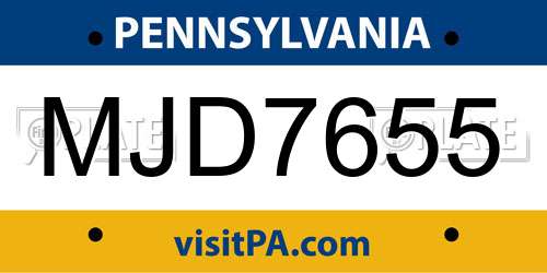 MJD7655 Pennsylvania License Plate