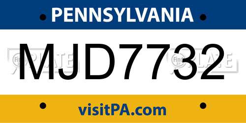 MJD7732 Pennsylvania License Plate