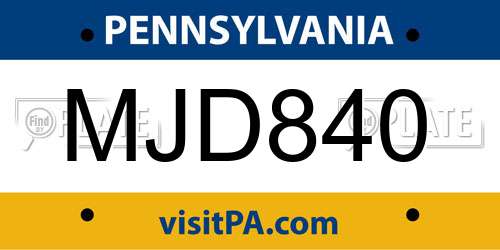 MJD840 Pennsylvania License Plate
