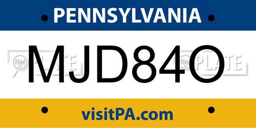 MJD84O Pennsylvania License Plate