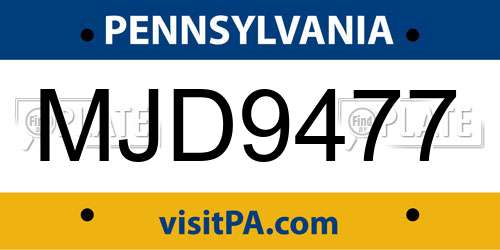 MJD9477 Pennsylvania License Plate