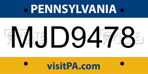 MJD9478 Pennsylvania License Plate