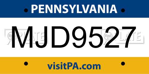 MJD9527 Pennsylvania License Plate