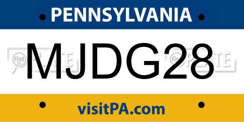 MJDG28 Pennsylvania License Plate