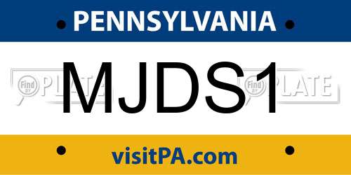 MJDS1 Pennsylvania License Plate