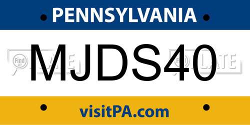 MJDS40 Pennsylvania License Plate