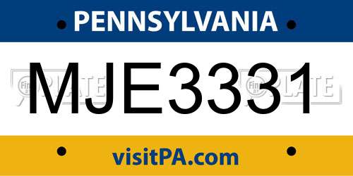 MJE3331 Pennsylvania License Plate