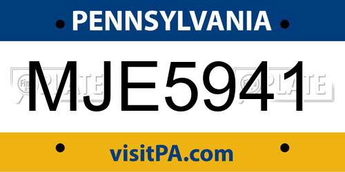 MJE5941 Pennsylvania License Plate