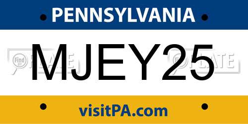 MJEY25 Pennsylvania License Plate