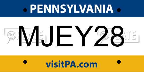 MJEY28 Pennsylvania License Plate