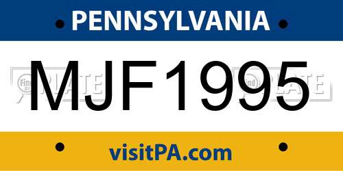 MJF1995 Pennsylvania License Plate