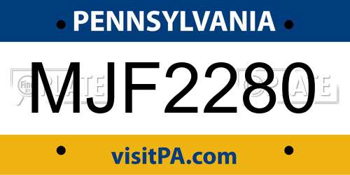 MJF2280 Pennsylvania License Plate