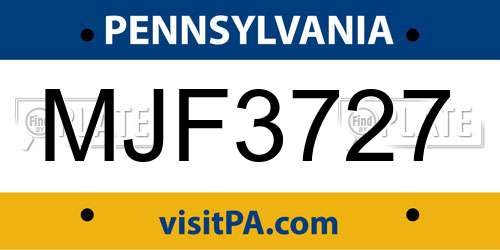 MJF3727 Pennsylvania License Plate