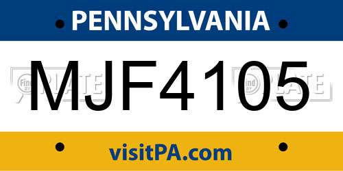 MJF4105 Pennsylvania License Plate