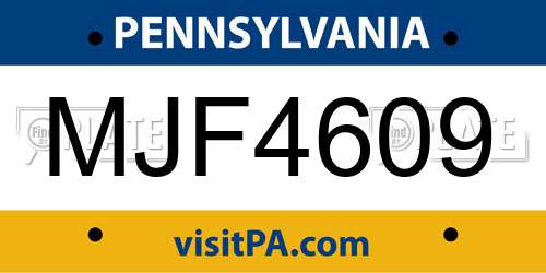 MJF4609 Pennsylvania License Plate