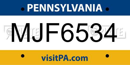 MJF6534 Pennsylvania License Plate