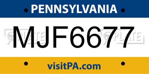 MJF6677 Pennsylvania License Plate