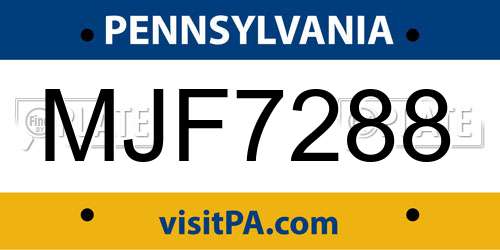 MJF7288 Pennsylvania License Plate