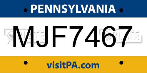 MJF7467 Pennsylvania License Plate
