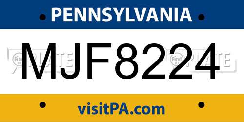 MJF8224 Pennsylvania License Plate