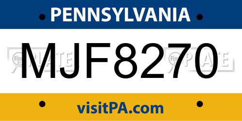 MJF8270 Pennsylvania License Plate